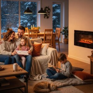 Cozy home interior with a modern furnace, highlighting comfort and safety